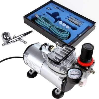 Kit de Aerógrafo Ação Dupla com Compressor de Ar