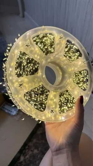 Гірлянда Мішура 50 м 1500 LED Теплий  Зел Дріт USB  або 220В 8 Режимів