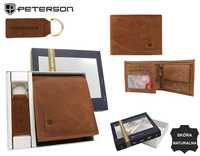 Prezentowy zestaw marki Peterson  obszerny męski portfel ze skóry