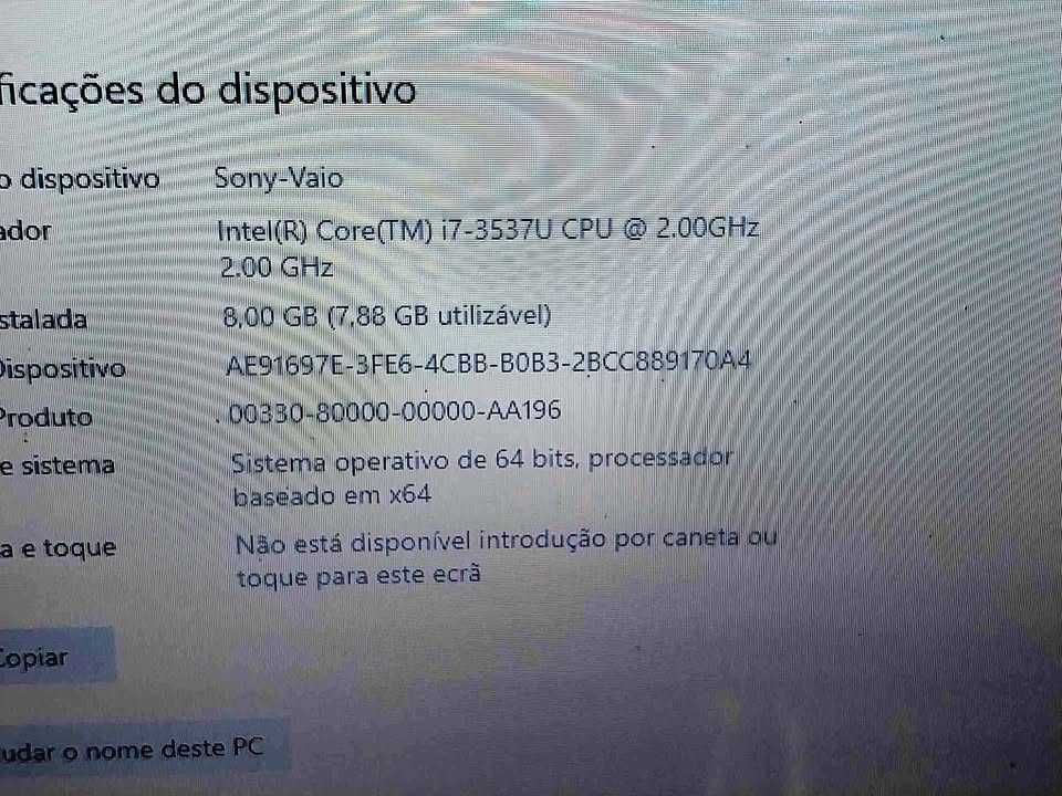 Portátil SONY VAIO i7