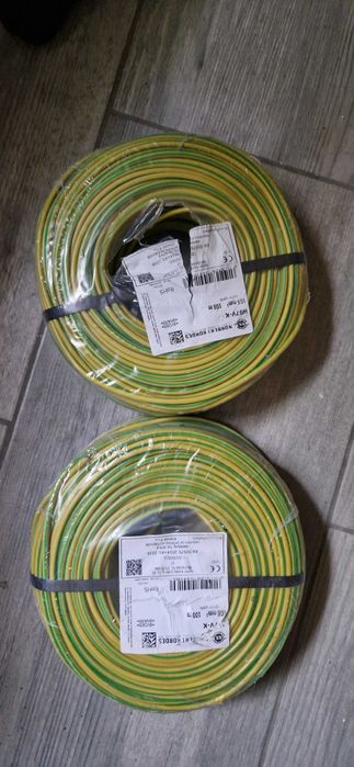 Przewód linka kabel jednożyłowy 6mm  żółto-zielony  1x6