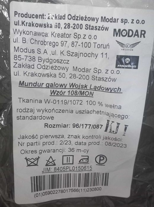 Mundur galowy Wojsk Lądowych 108/MON 96/177/087