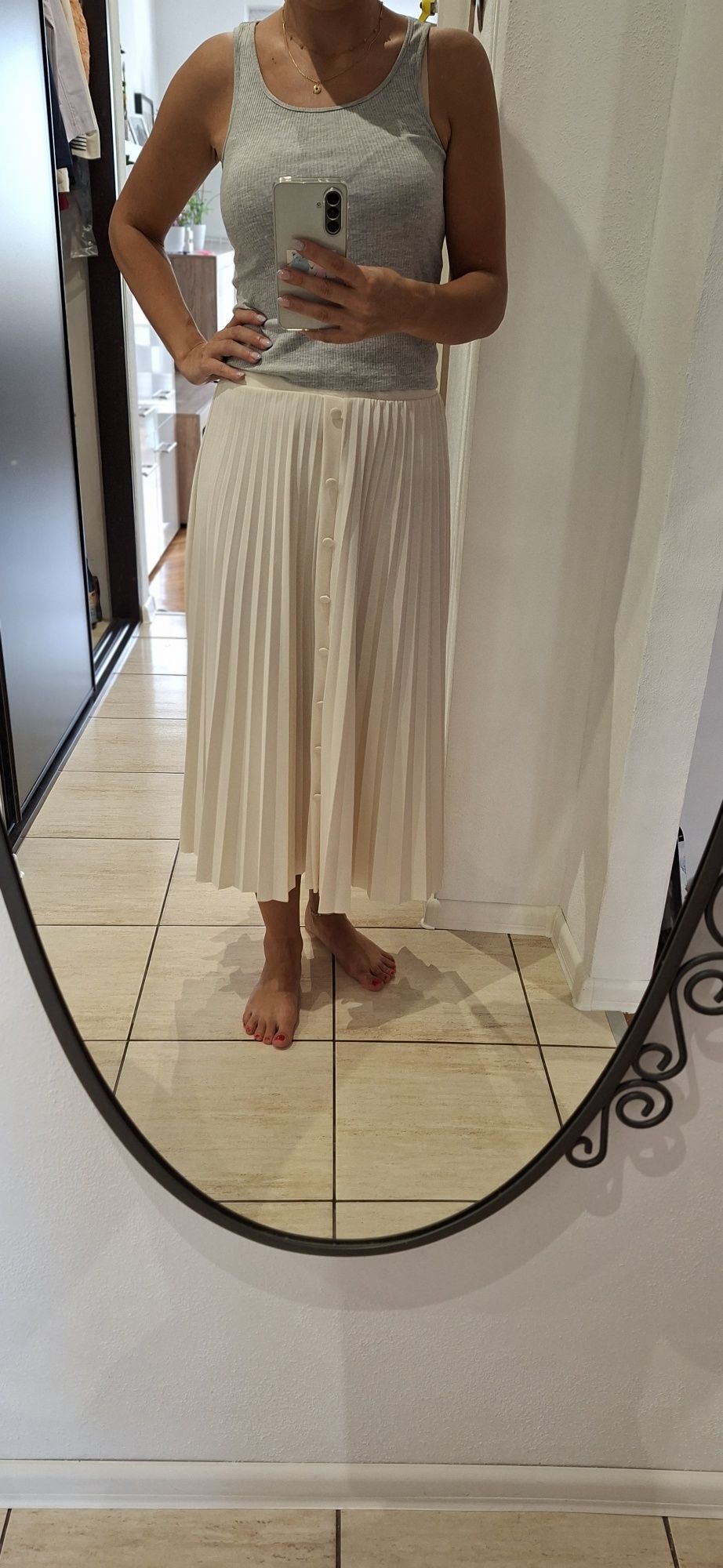 Spódnica plisowana midi Reserved r. 38 ecru