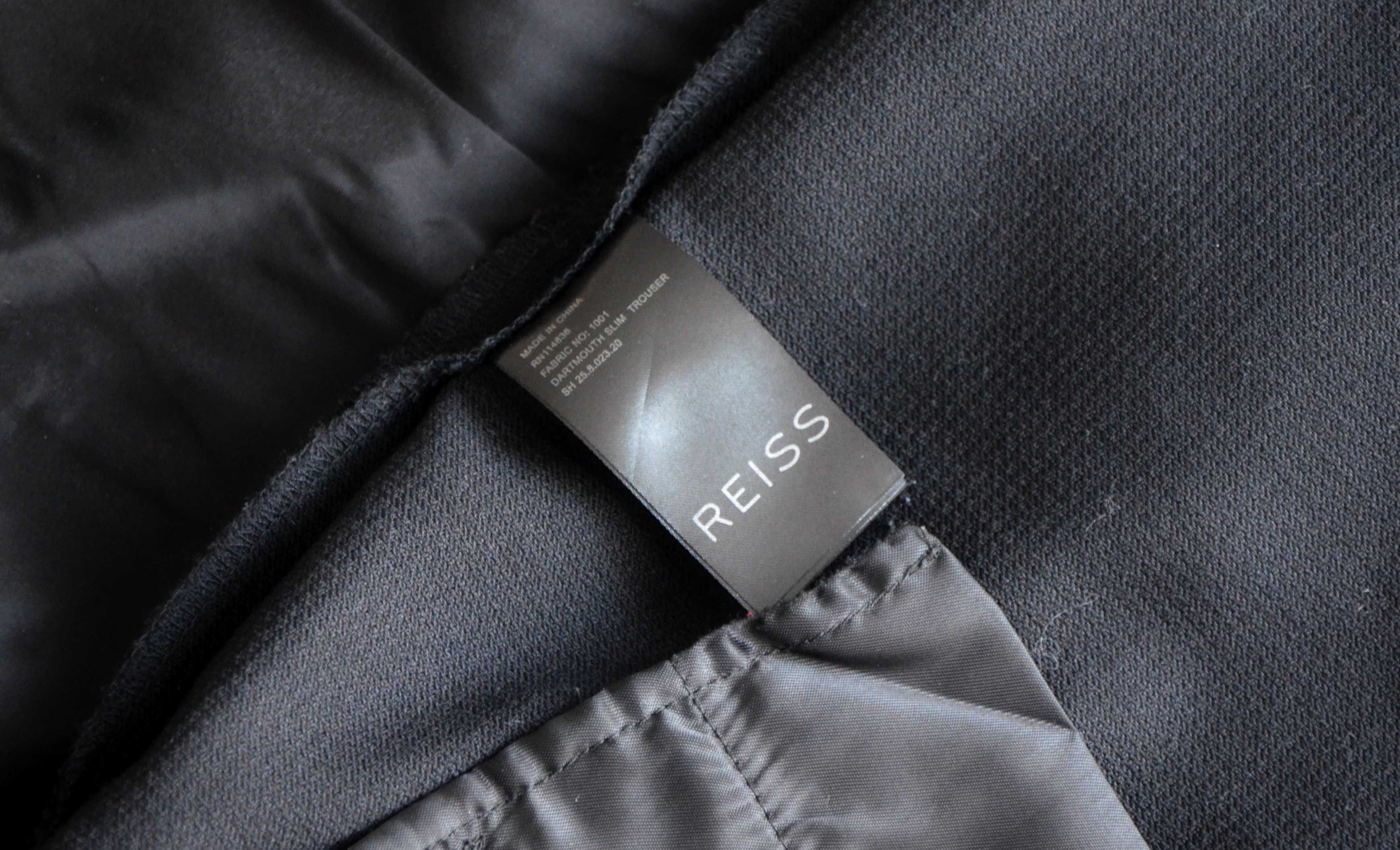 Reiss Dartmouth czarne wełniane spodnie premium wełna wool black 38 M