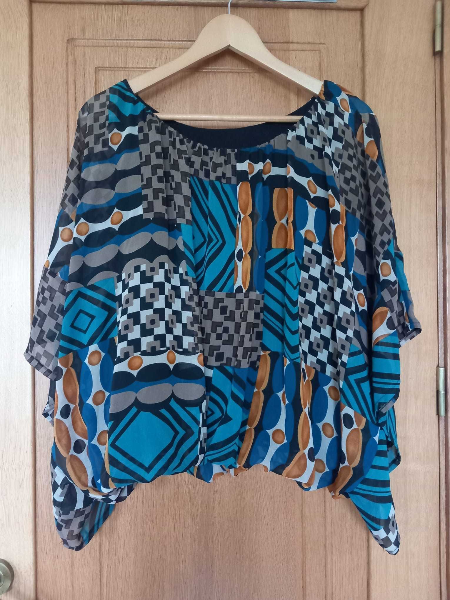 Blusa fluida, manga à Kimono