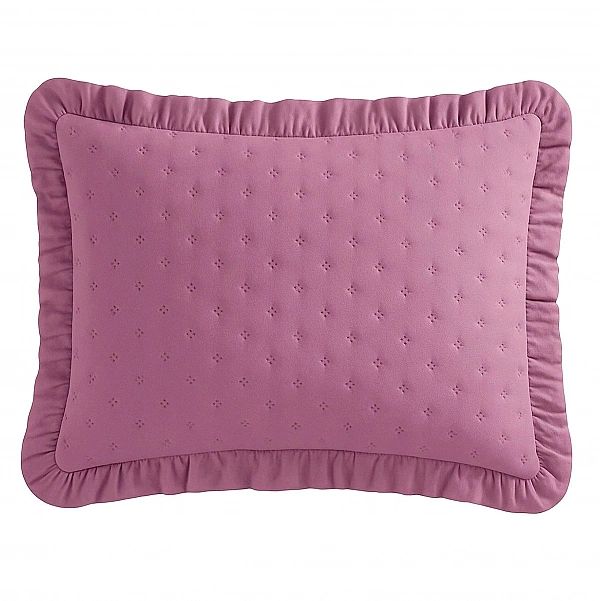 Poszewka na poduszkę 50x60 pikowana z FALBANĄ dekoracyjna Celia RÓŻOWA