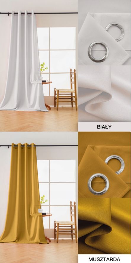 Zasłony 140x250 na przelotkach zasłona matowa kółka kolory 2 sztuki
