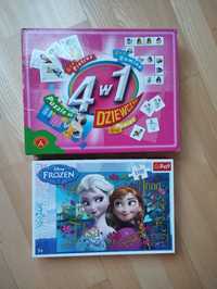 Puzzle Frozen Kraina Lodu+gra domino+gra Piotruś+pamięć+puzzle