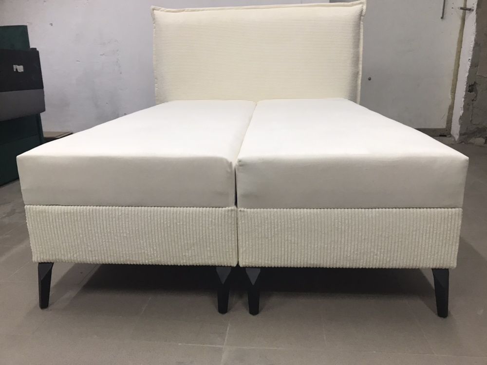 Nowość łóżko Kontynentalne w tkaninie POSO sztruks duży wybór  materac