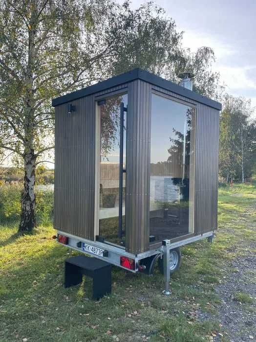 Sauna ogrodowa kwadratowa kostka nowoczesna