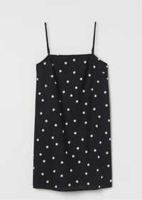 Сукня H&M, чорна у бежевий горох, розмір XXS/EUR 32