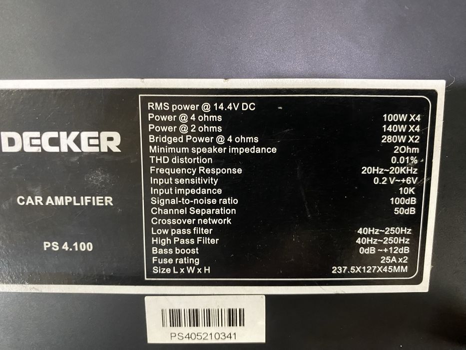 Усилитель 4х канальный DEKCER 4.100