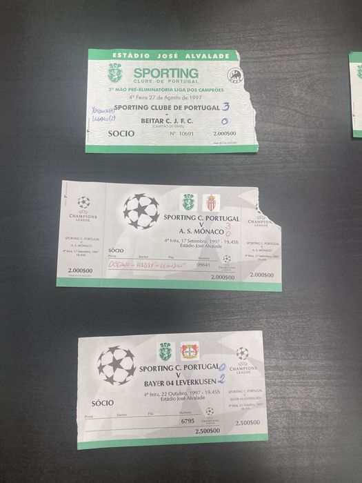 Bilhetes do Sporting antigos
