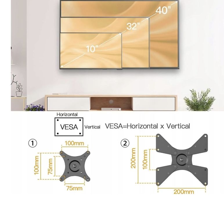 Uchwyt stojak wieszak do monitora telewizora 10-40 " max 20 kg