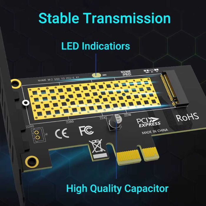 Адаптер плата установки SSD M.2 NVME  - ПК PCI-E