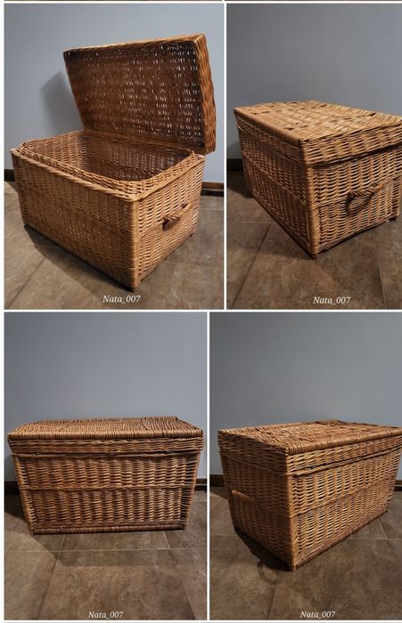 Skrzynia kufer wiklinowy duży 70x43x41