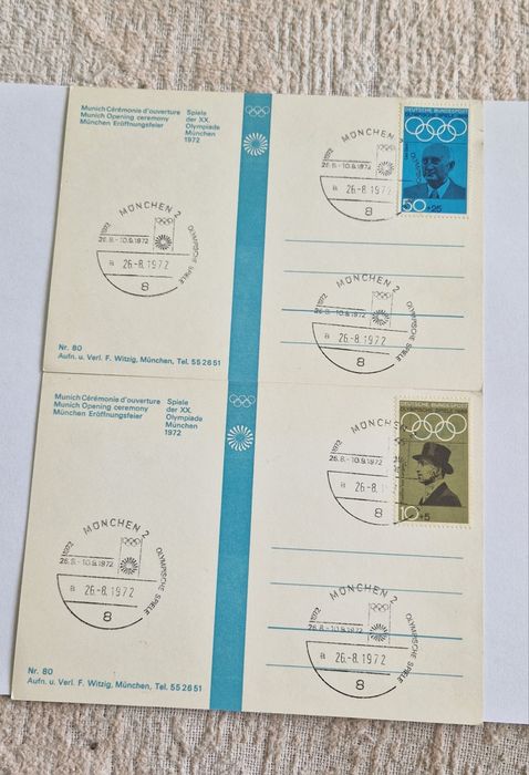 Pocztówki Olimpiada Monachium 1972r.