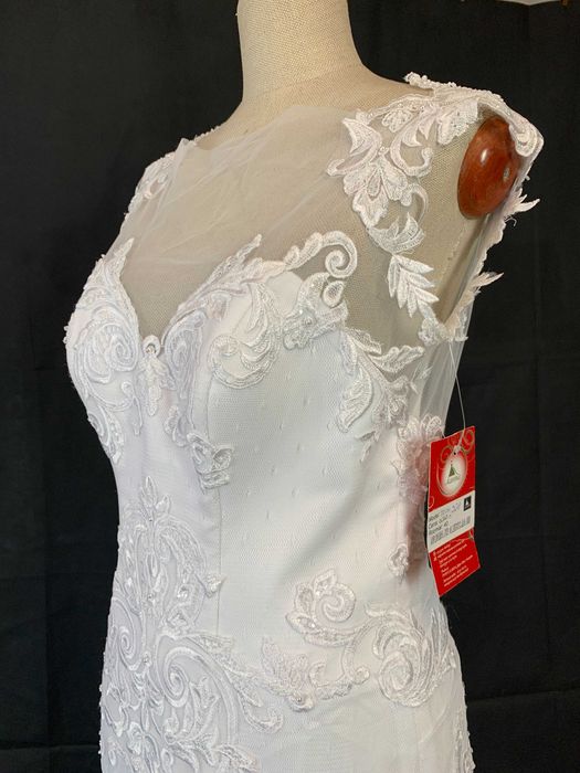 Nowa suknia ślubna 40 L Syrena z trenem koronka rybka biała na cywilny