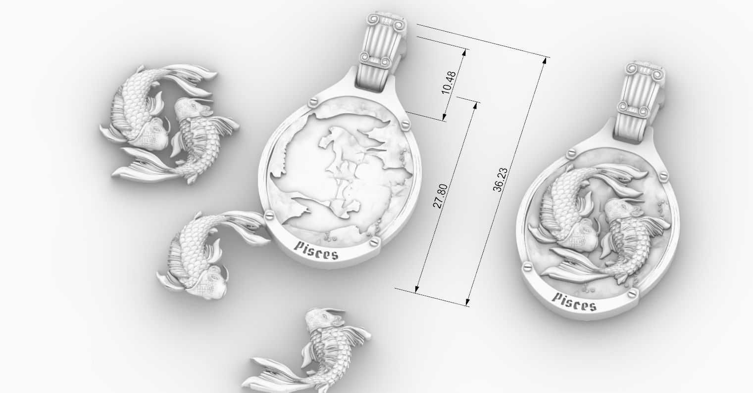 Fenomenalny znak zodiaku Ryby złoty wisior płaskorzeźba 18g PR 585 750