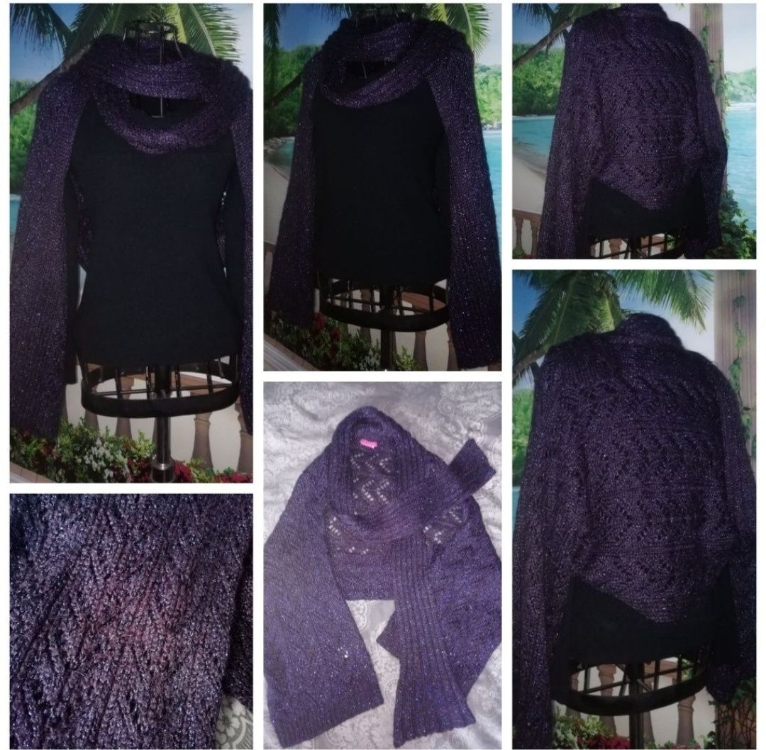 Casaco malha BCBG roxo com brilho