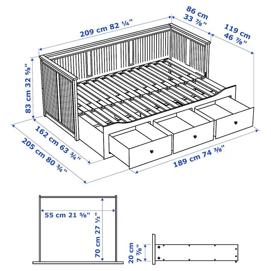 Vendo cama HEMNES + 2 colchões 
Cama indiv/dupla c/3 gav/2 colchões,