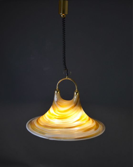 Grande candeeiro vintage em fibra de vidro e mix de Lucite, anos 70.