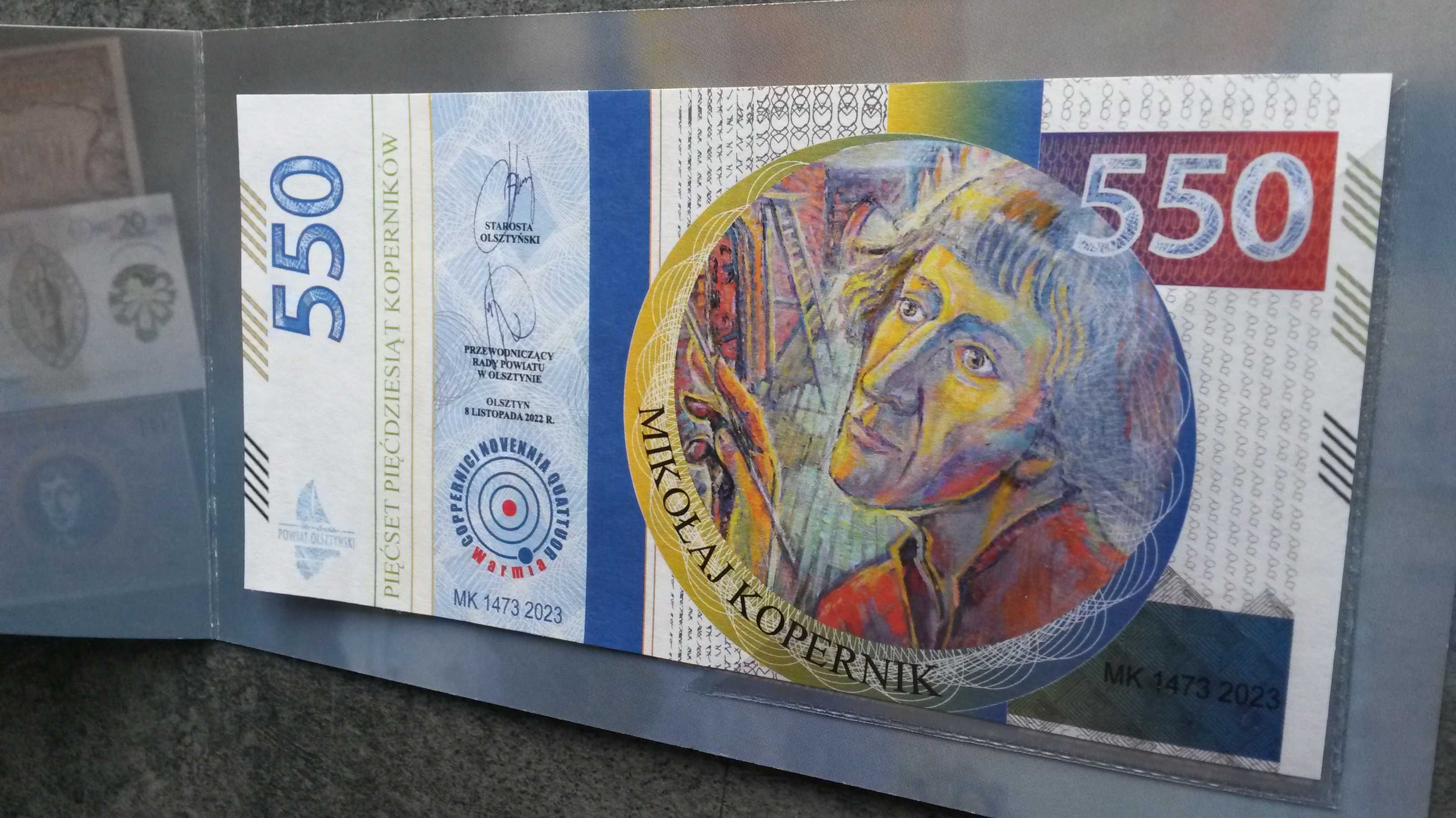 Banknot okolicznościowy okazjonalny Kopernik 550 koperników komunia