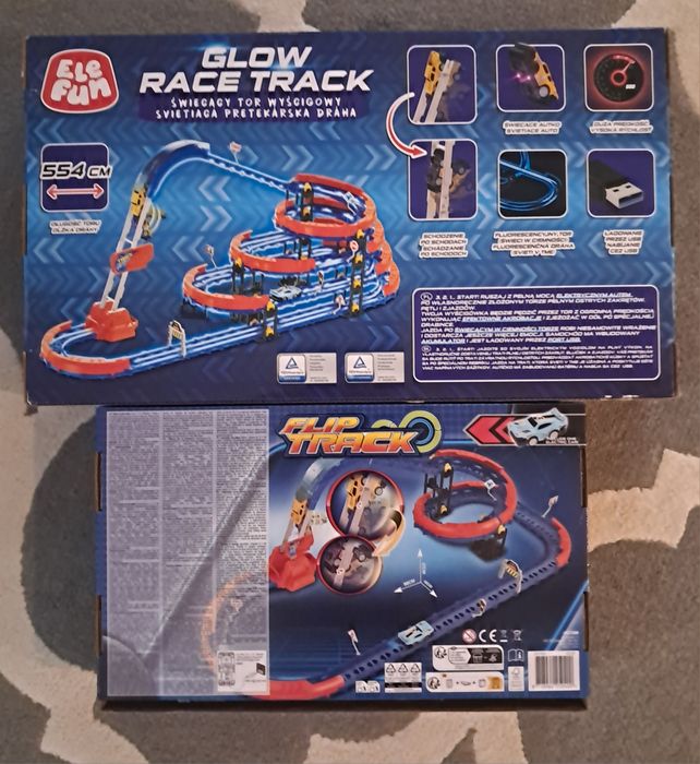 2 tory . Elefun Świecący tor wyścigowy ,Flip track