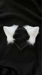 Białe kocie uszka na opasce cosplay furry uszy kota therian cat ears