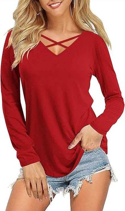 Nowa bluzka damska długi rękaw / bluzeczka /koszulka / S / RAYON !383!