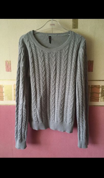 New Yorker Sweterek Sweter Szary Z warkoczowym splotem Dobry na M s Xs