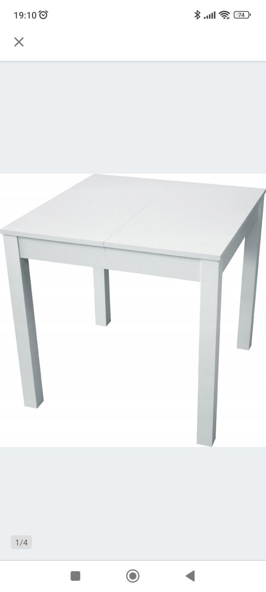 Stół rozkładany biały 80x80-200cm praktyczny