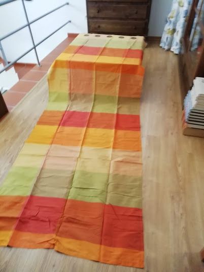 3 cortinados em seda selvagem