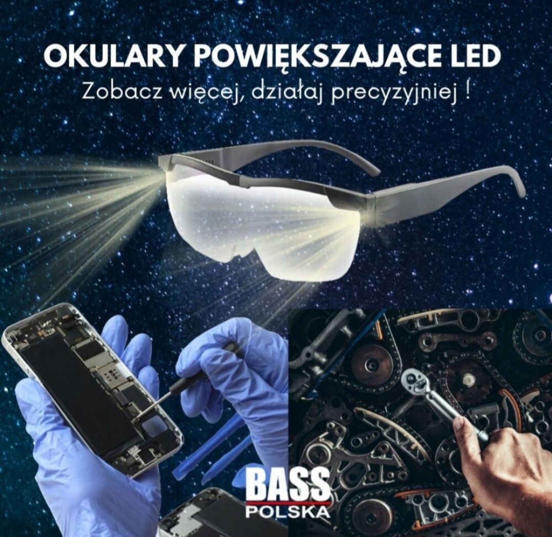 Okulary powiększające LED Bass do precyzyjnych prac