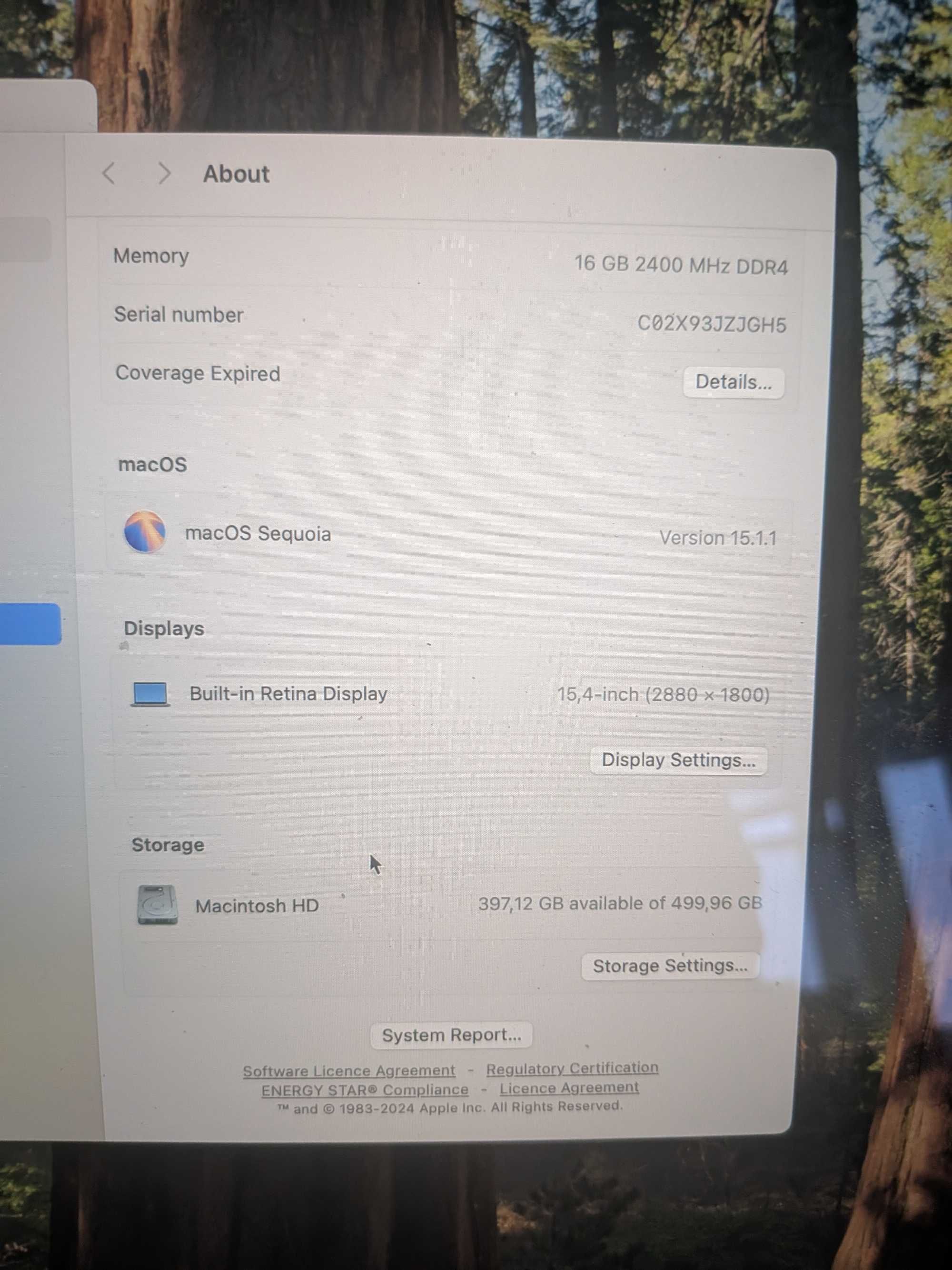 Apple Macbook Pro 2018, 15, 6 core I7, 16Gb,SSD 500Gb, Radeon Pro 555x