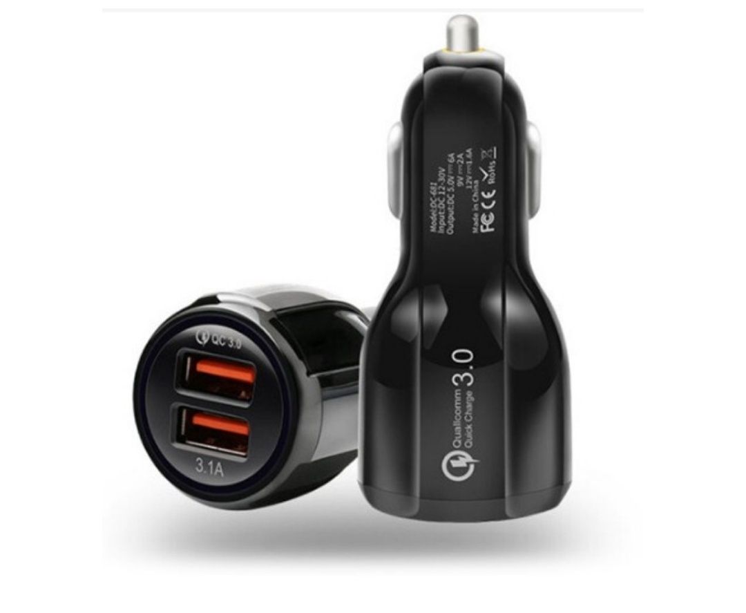 Швидка Авто зарядка в прикурювач Smart Fast QC 3.0 2х USB 6A