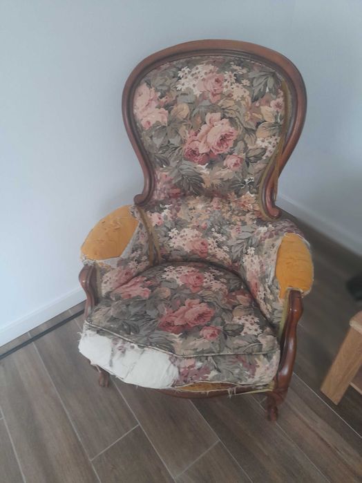 Fotel w stylu Ludwikowskim do renowacij tapicerki