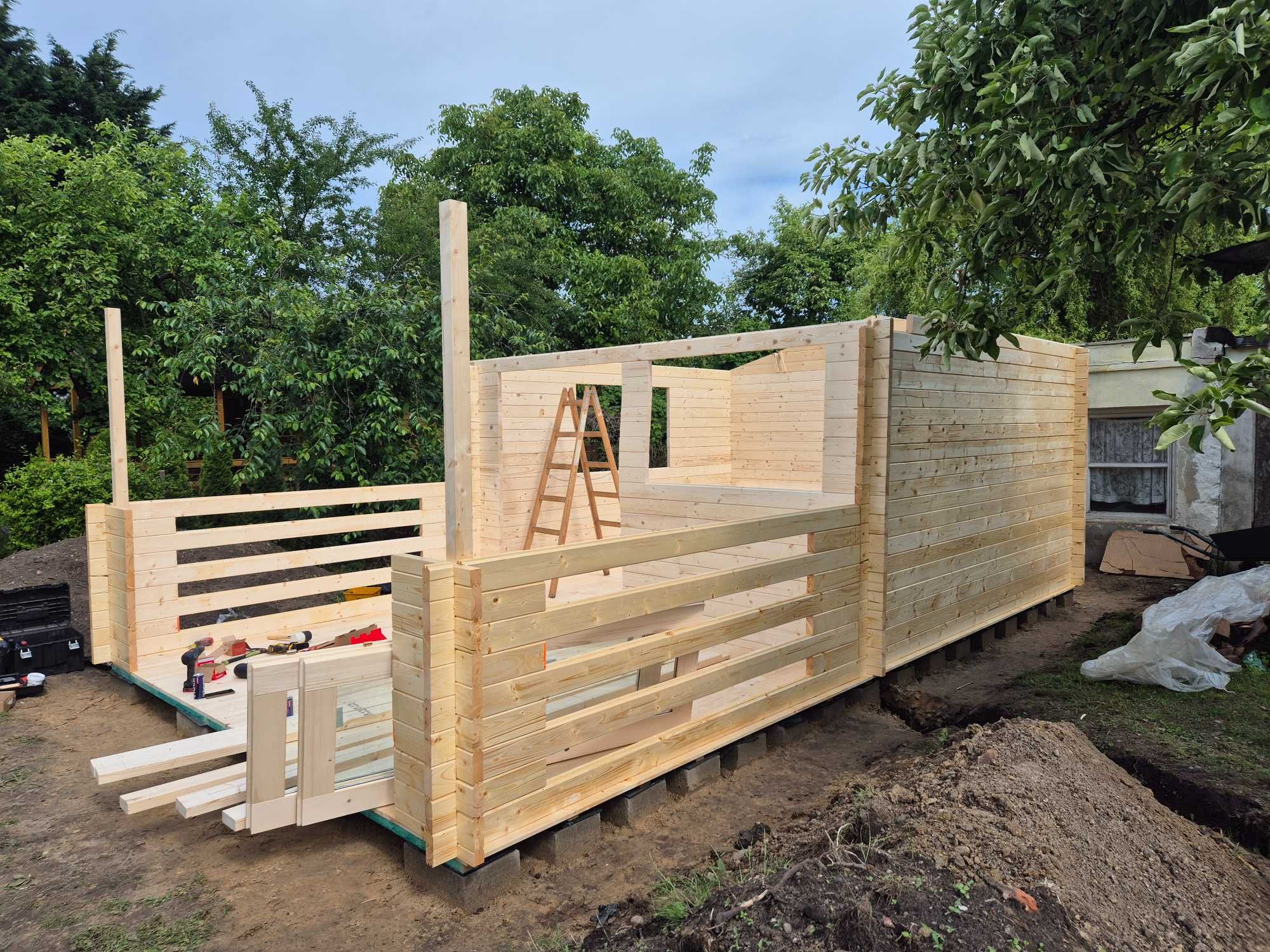 dostepny od ZARAZ domek drewniany+TARAS* 7m x 4m*28 m2 *SCIANY aż 45mm