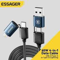 Essager 4 в 1 USB-кабель 65W для швидкого заряджання 1м