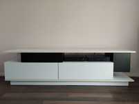 Szafka RTV salon Malaga biała czarna 180x40x50