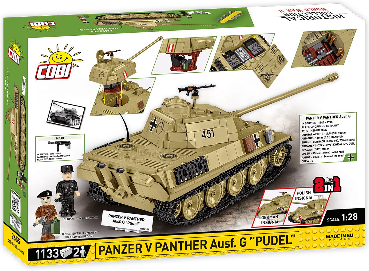 Klocki Cobi 2655 Czołg Panzer V Panther Ausf.g „Pudel” Hc Ww2 1133 El.