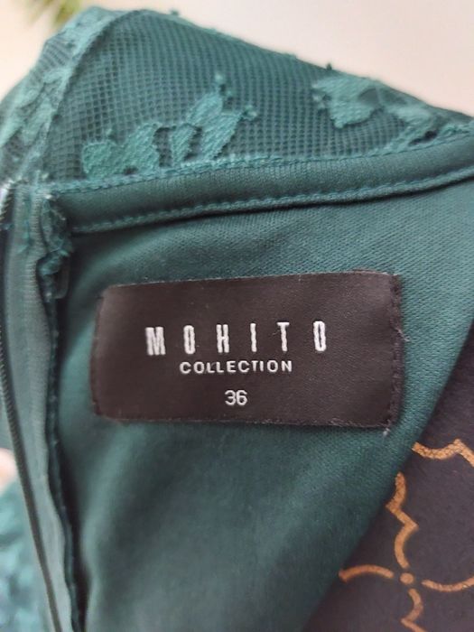 Butelkowa zieleń, sukienka koronka, na wesele,na imprezę, Mohito, r.36