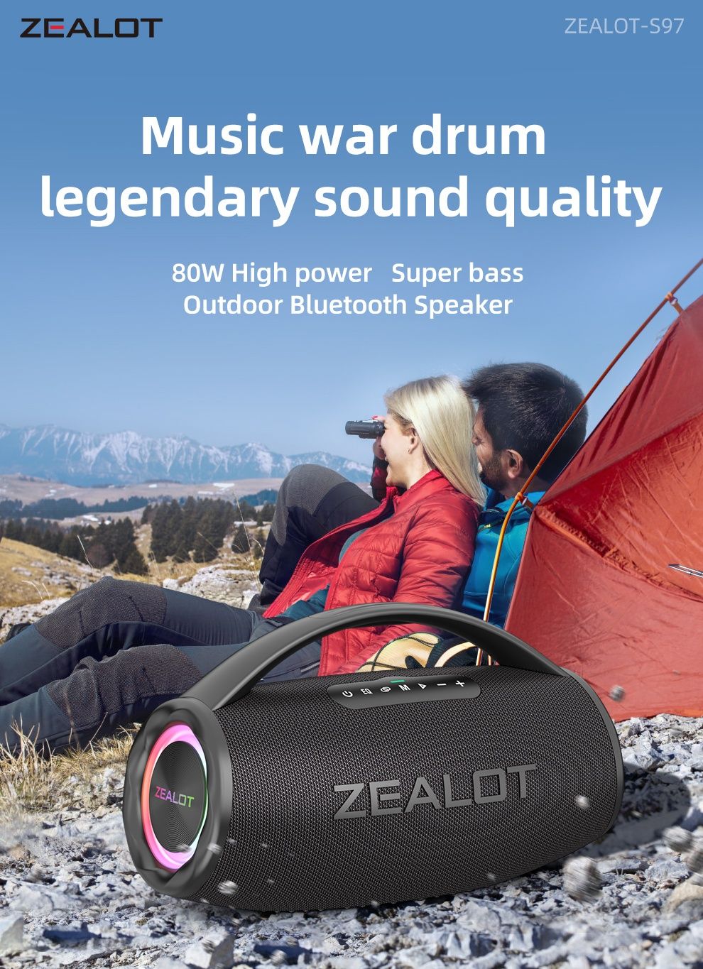 Блютуз колонка ZEALOT S97, 80Вт.