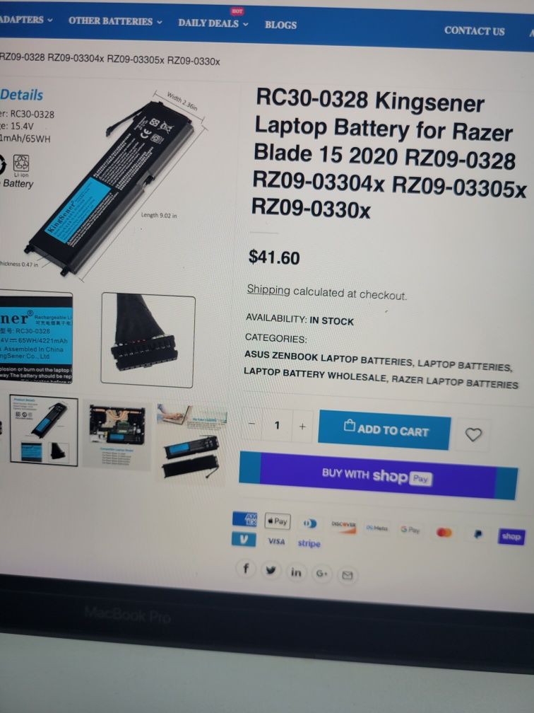 Razer blade rtx2060 16ram i7 9750h no battery
