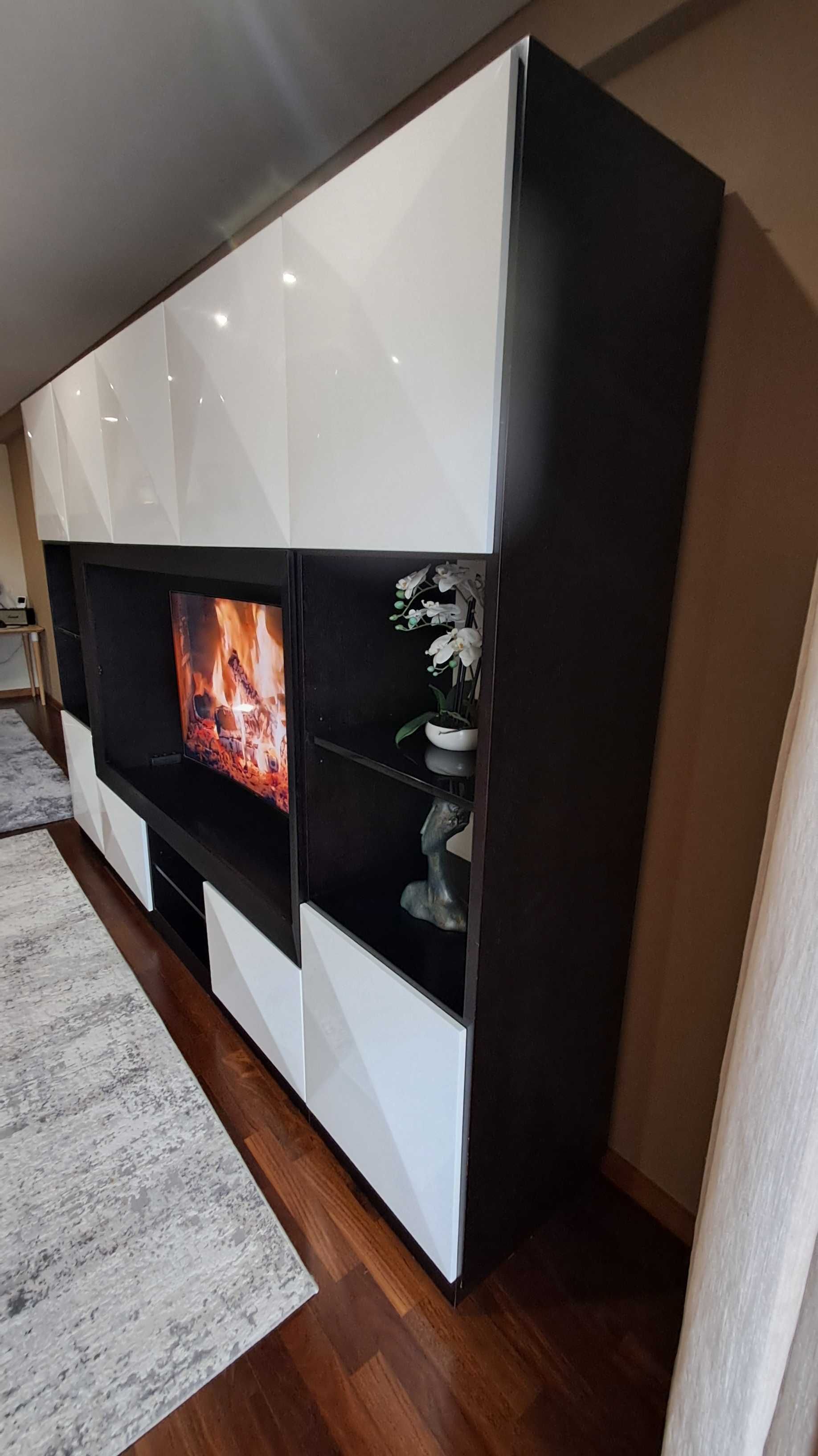 Movel TV em MDF Lacado a Branco e Preto