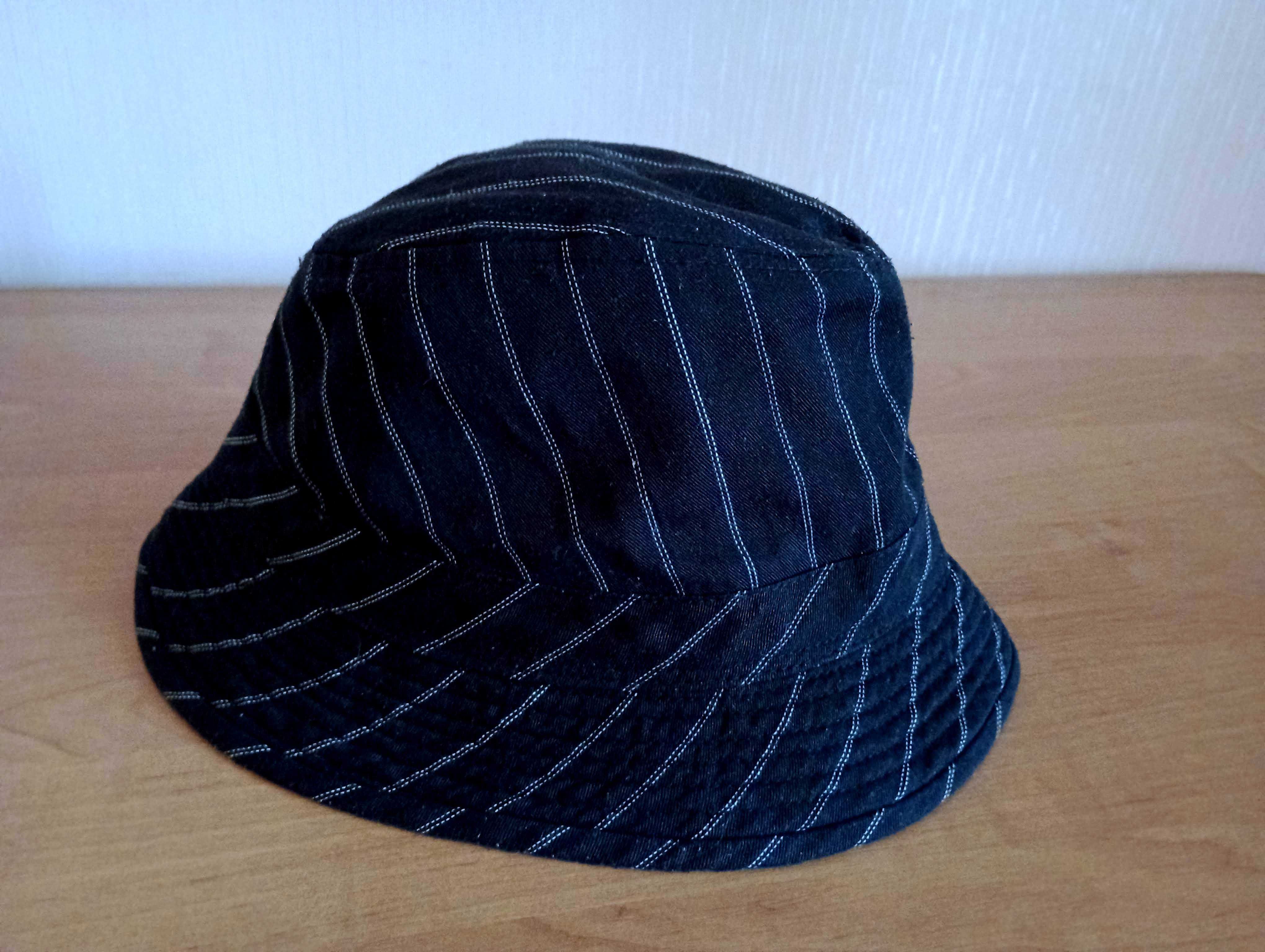 Шапка шляпа панама ведро черная в полоску 57 см