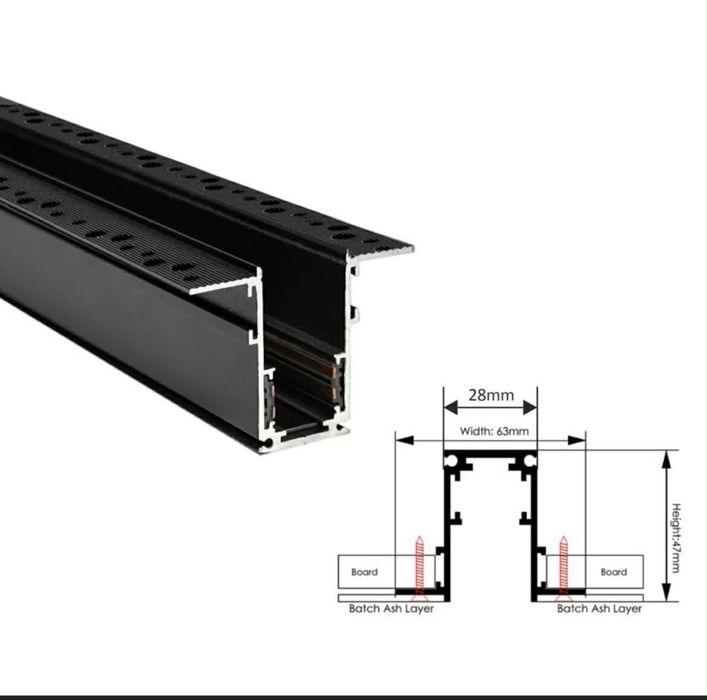 Szyna magnetyczna sufitowa 3 m podtynkowa Nowa  czarna