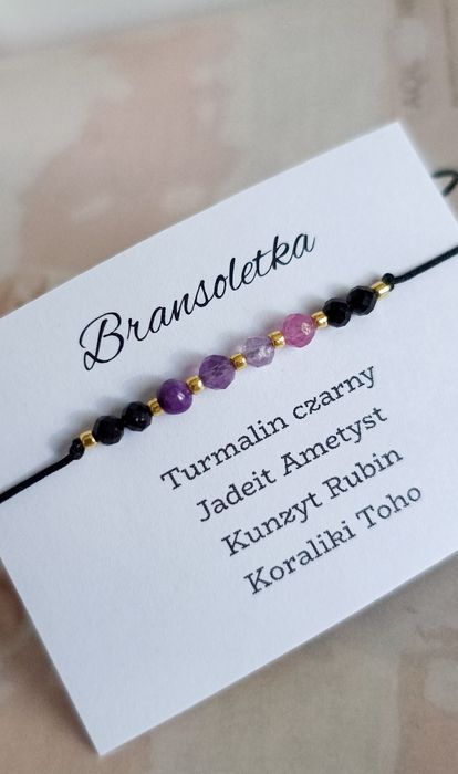 Bransoletka kamienie naturalne minerały Turmalin jadeit rubin ametyst