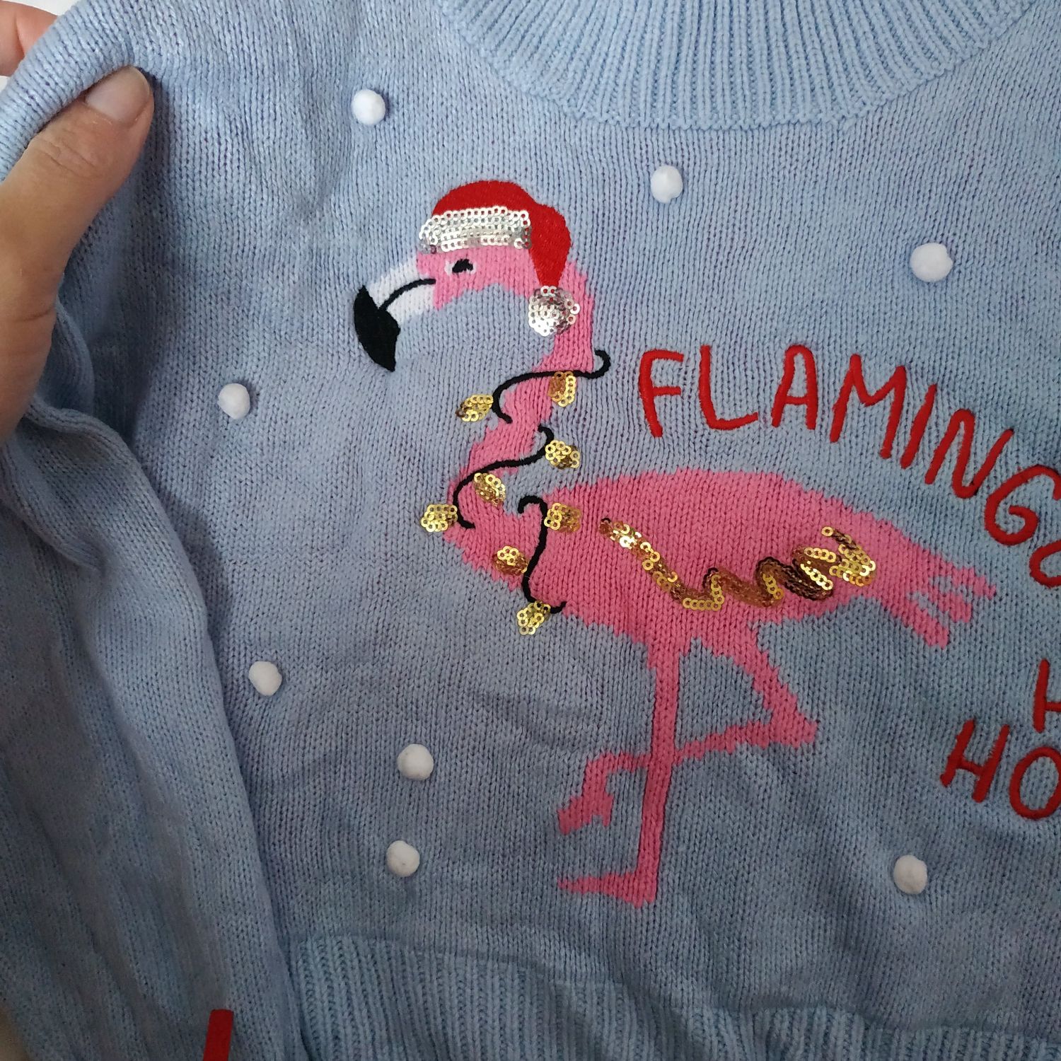 Свитер, короткий свитер фламинго,9-10 лет