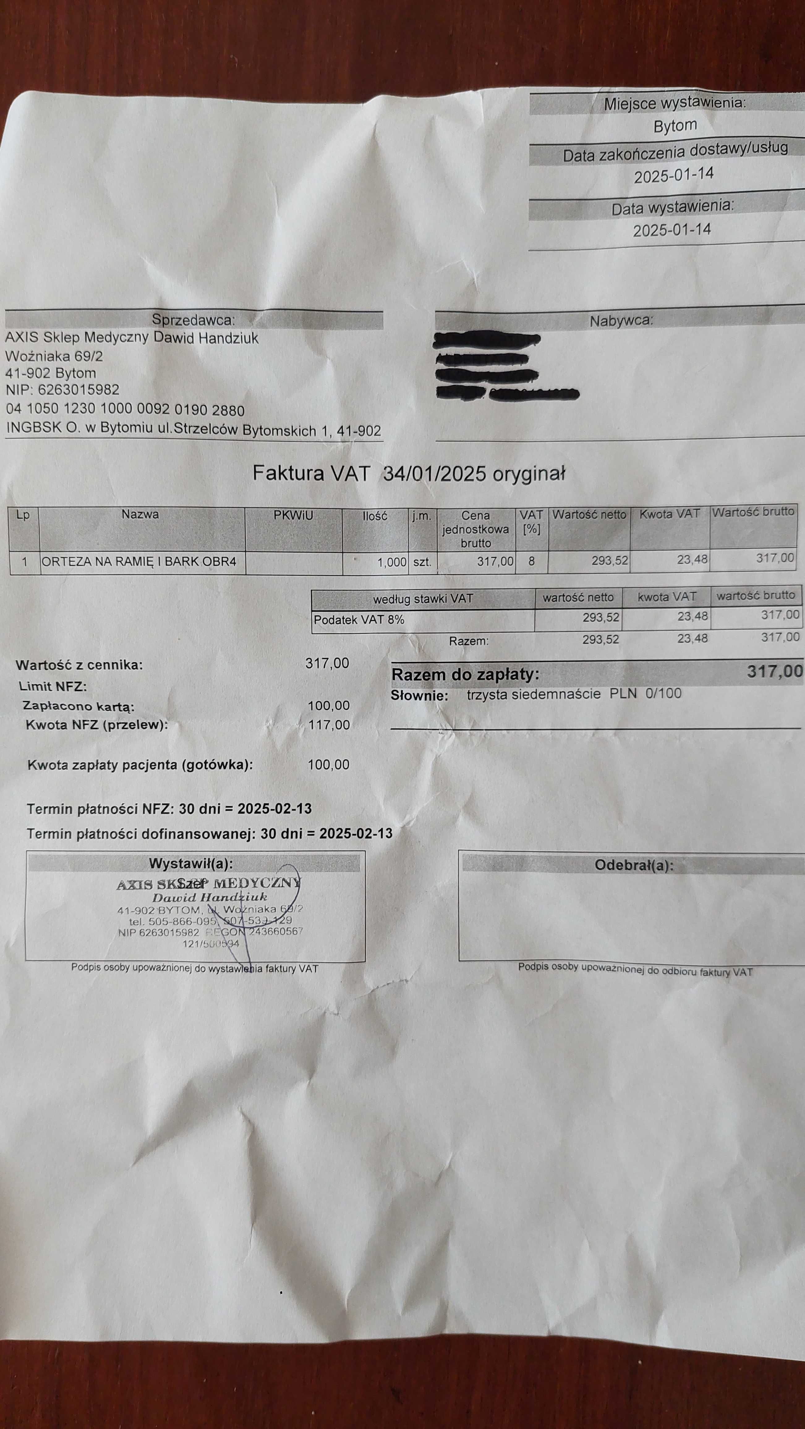 Profesjonalna orteza rozmiar L na bark i ramię, lewa i prawa.